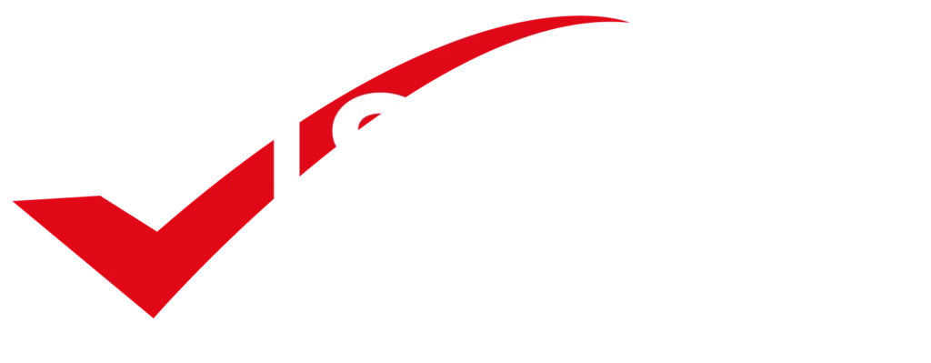 ISO 9001:2015 certified badge with a red check mark on a black background and white border text.