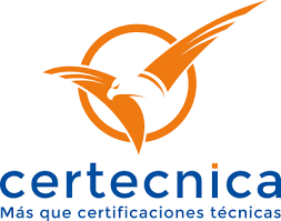 Logo for Certécnica featuring an orange circular emblem with a stylized bird and the slogan 'Más que certificaciones técnicas'.