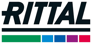 Rittal logo: bold black 'RITTAL' wordmark with a black line and colored blocks (green, blue, purple, red) beneath.