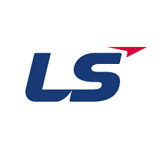 LS logo: blue 'LS' lettering with a small red chevron on the top-right.