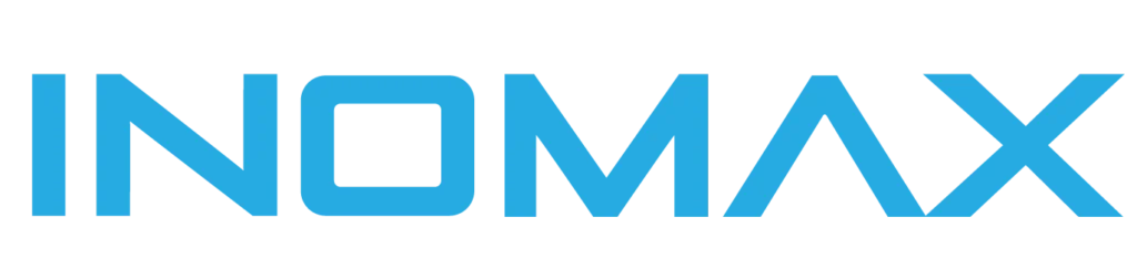 INOMAX logo in blue on a black background.